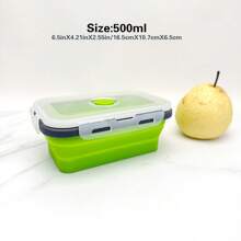 1 pieza Fiambrera plegable de silicona, recipiente de almacenamiento de alimentos con tapa sellada, conjunto de recipiente plegable con ventilación para mantener los alimentos frescos, a prueba de microondas, recipiente de almacenamiento de alimentos, utensilio de cocina