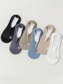 3/6 Pairs Men's Breathable Mesh Silicone Anti-Slip Summer Casual Boat Socks, Thin Invisible Socks, Versatile For Spring&Autumn