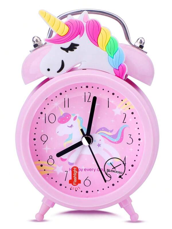 JYPS 1 Stück/2 Stück riesiger Einhorn Wecker mit Nachtlicht, tolles Geschenk für Kinder zur Schulanfang, Weihnachten, Neujahr, Geburtstag, 8 cm süßer geräuschloser Wecker mit Taschenlampe für Nachtlektüre, mechanisches Doppelglockenläuten, batteriebetrieben (Batterien nicht enthalten) Geschenke Abschluss Raumdekoration Digitaler Wecker Schlafzimmer Dekoration Studentenwohnheim Deko Schuldekoration Schulüberraschung