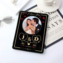 1 st. Aanpasbare foto- en tekstbedrukte tabletbeschermhoes compatibel met iPad, gepersonaliseerde fotonaam voor koppels tabletbeschermhoes compatibel met iPad 9e/8e/7e generatie 10,2", prachtig romantisch patroon tabletbeschermhoes compatibel met iPad 10e generatie, iPad Pro 11" 2021/2020/10e generatie, iPad Mini 4/5/6, met pengleuf, anti-val, automatische wek-/slaapfunctie, 4-hoeks anti-schok, water-/krasbestendig, verstelbare kijkhoekstandaard, zwart