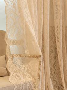 1 szt. Biała koronkowa lamówka, kieszeń na karnisz, zasłona/szalik, wygodna, półprzezroczysta, kwiatowa, boho, dzieląca pokój, dekoracyjna zasłona do sypialni, salonu, wystroju domu, do użytku przez cały rok