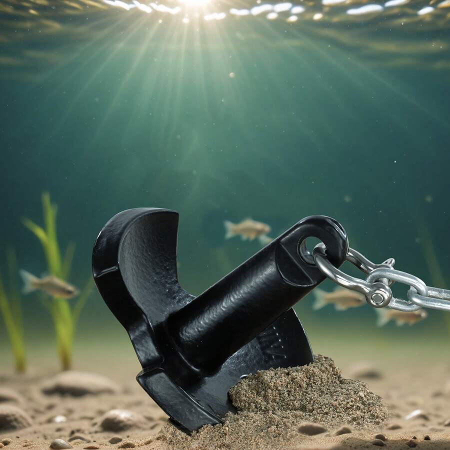 River Anchor, 12 LBS Or 30 LBS Boat Anchor Cast Iron Black Vinyl-Coated With Shackle, Marine Grade Mushroom Anchor For Boats Up To 10 Ft, Impressive Holding Power In River And Mud Bottom Lakes - 12 LBS Boat Anchor - View 1