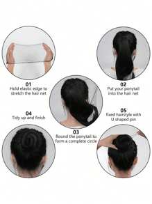 10-1pc Hair Nets Invisible , 23inch Hair Nets For Bun Black/Brown Elastic Edge Mesh For Women, Girls, Ballet Bun Maker Dance, Stewardess Professional Invisible Hair Net