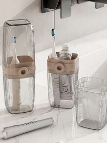 Portable Travel Soap Dish And Toothbrush Holder Set - Plastic, Oval Shape, Essential For Camping, Gym, And Bathroom Accessories.