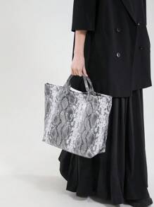 Stylish Snakeskin Vintage Large Capacity Tote Bag, Chic Solid Color Crocodile Pattern Handbag, Suitable For Women's Office, Commute, Laptop, Shopping, Travel,Unisex Large Size Shoulder Bag