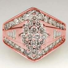 Luxury Promise Ring 18k Plated Inlaid Shining Zirconia Symbol Of Nobility And Eternal Love Engagement / Wedding Ring