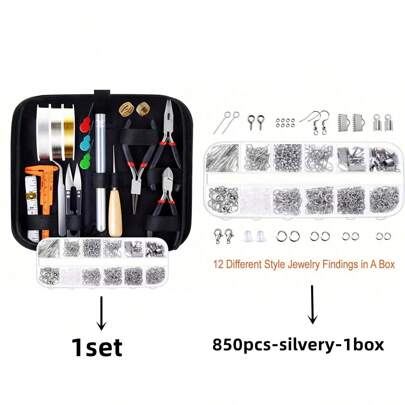 1box/1set Of Special Zipper Leather Bags, Ear Plugs, Ear Hooks, DIY Bracelet Necklace Making Tools Can Be Used To Make Bracelets