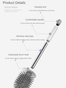 2 In 1 Long Handle Toilet Brush For Bathroom Cleaning Wall Mounted No Blind Spot Crevice Cleaner Brush Household Cleaning Tool Silicone Wall Mounted Toilet Cleaning Brush Plastic Toilet Brush Long Handle Toilet Cleaning Brush Leakproof Water TPR Silicone Toilet Brush Bathroom Accessories - Multicolor - View 11