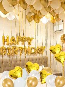 43 件生日气球套装：16 英寸金色字母气球、18 英寸金色心形气球、12 英寸金色圆点乳胶气球，适用于生日派对装饰