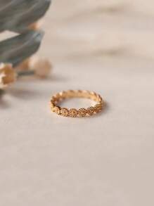 1 件甜美清新 925 纯银镀金雏菊花戒指，送给女朋友的礼物 - 金色 - 查看 10