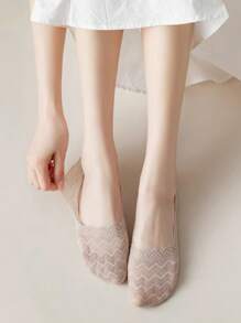 1/5 Pairs Women Socks Girl Lady Spring Summer Thin Lace Non-Slip Do Not Fall Off Sweat-Absorbing Traceless Breathable Invisible Socks - Multicolor - View 5