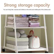 1pc Floor Standing Coat Rack, Bedroom Compact Clothes Hanger Rack With Shelves, Multi-Layer Storage For Living Room, Mobile & Multifunctional Design Indoor And Balcony Drying Rack - trắng - Xem 5