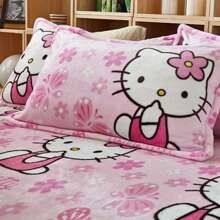 Sanrio 2Pcs Cute KT Cat Pillow Case Children's Milk Plush Girl's Cute Katie KT Winter Plush Pillow Case (Excluding Pillow Core)