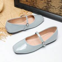 Damen Mary Jane Ballerinas, neue koreanische Retro Märchenstil Schlupfschuhe mit niedriger für den Lässig-Look - Grau - Übersicht 2