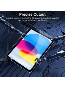 Yezodawee 适用于 iPad 第十代 10.9 英寸（2022 年款）的 1 片装屏幕保护膜，[兼容面容 ID 和 Apple Pencil]，超硬钢化玻璃膜，防刮花，无气泡，高清，防碎裂，防指纹，平板电脑屏幕保护膜，兼容 Apple iPad Mini/Air/Pro，生日/礼物送给家人朋友，平板电脑配件，防水，防震，全覆盖 - 1 piece - 查看 4