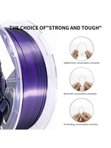 Silk Black Purple Gradient PLA 1KG 3D Printed Filament, Bi-Color Gradient, High Toughness, Shiny Texture, Diameter 1.75 Mm, Low Shrinkage, Dimensional Accuracy +/- 0.02 Mm, Smooth Surface Plastic Material [Reel Color Random]