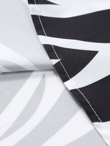 男士休闲条纹短袖衬衫，夏季度假 - 黑與白 - 查看 6