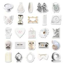 50pcs White Cream Cute Style Stickers, Elegant & Fresh, Suitable For Seal Sticker, DIY Scrapbooking, Gifts