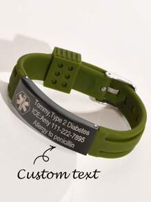 1 pezzo Bracciale regolabile in acciaio inossidabile e silicone con inciso il simbolo IP medico personalizzato, unisex per uso casual, per la Festa del papà, regalo per amici