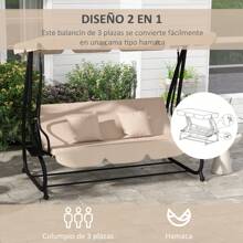 Outsunny Patio Lounge Chair & Swing Chair - 咖啡棕 - 查看 3