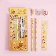 1 pieza Estuche para lápices con inspiración animal, que cumple con múltiples necesidades, set de 6 piezas de artículos de papelería como regalo, artículos de papelería portátiles