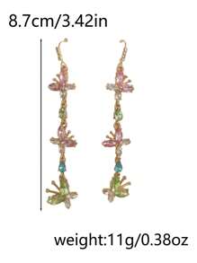 2pcs Butterfly Earrings With Zirconia Tassel, Fashion & Sweet, Suitable For Women's Daily Wear, Applicable For Anniversary, Party, Gathering And Special Occasions - 彩色 - 查看 5