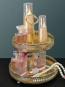 1pc Modern Minimalist Dual Tier Fruit Dessert Stand, Creative Living Room Household Luxury Iron Snack Display Tray Fruit Storage Rack