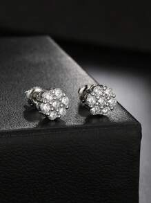 Illusory 1 Paar Blumen Spirale Kupfer Strass Ohrstecker, Hip-Hop Straßen Stil Ohrringe