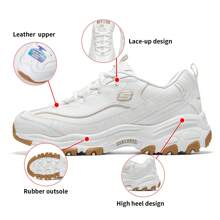 Skechers 女鞋D'LITES系列時尚綁帶運動鞋復古休閒鞋熊貓鞋 149807-WHT - 白色 - 查看 1