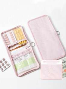 1 pieza Bolsa de tela de unicolor multifuncional pequeña para medicina, kit de primeros auxilios portátil, bolsa de medicina para viajes al aire libre, bolsa de almacenamiento de emergencia para medicamentos en dormitorio (varios colores disponibles), también se puede usar para organizar y almacenar artículos pequeños como cosméticos y joyas
