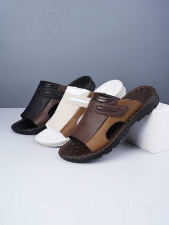 Sandalias planas casuales nuevas para hombres, pantuflas de moda, duraderas y transpirables para uso diario, playa, verano