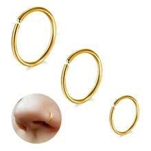 AVYRING 3pcs Nose Piercing Nose Ring Hoop Set Cartilage Rings Thin Small Septum Helix Rings Hypoallergenic 20G 6 Mm / 8 Mm / 10 Mm Black Gold Silver Cartilage Earring