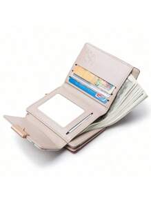 1pc Caramel Red Short Wallet 2025 Spring New Printed Zipper Clasp Folding Coin Purse College Style Versatile Gift Compact Everyday Carry Pouch Flower Purse Wallet Purse Wallet Mini Wallet Small Wallet