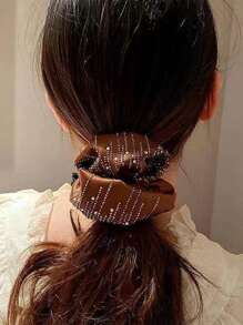 1 Stück Damen eleganter, mehrfarbiger Haargummi mit Strass-Verzierungen, geeignet für den täglichen Gebrauch