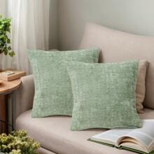 2pcs Bohemian Throw Pillow Case, Comfortable Farmhouse Cushion Cover With Striped Texture Chenille Material, Suitable For Sofa, Bed, Living Room