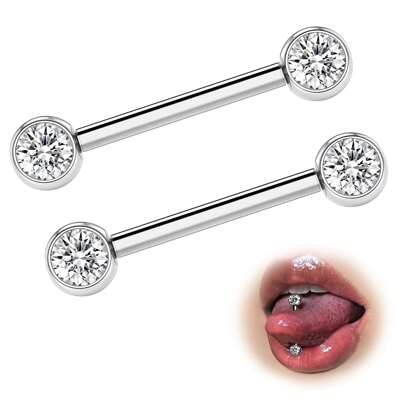 AVYRING 2pcs Tongue Piercing Nipple Piercing Nipple Piercing Tongue 14G 12/14/16/18 Mm Straight Barbell Piercing