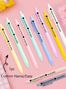 1/2/5/10/20/50/100/200pcs Personalized Wedding Commemorative Ballpoint Pen, Back To School Supplies For Kids,Customized Couple Anniversary Ballpoint Pen, Customized Bridesmaid And Groomsmen Ballpoint Pen,Custom Engraving Color Ballpoint Pens, Personalized Pens Ballpoint With Name, Personalized Wedding Pen, 14.4cm/5.66in, Pink/White/Mint Green/Sky Blue/Light Blue/Yellow/Light Yellow/Light Purple/Purple/Skin Color,