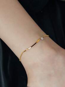 1pc Women's Elegant Rhinestone Decor Metal Chain Anklet