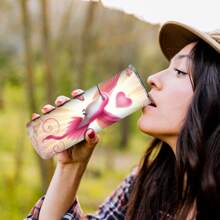 1 Pc Highly Attractive Appearance, Pink Hummingbird Heart Print, 20oz Straight Cup, Stainless Steel Insulated Coffee Cup, Double-Sided Design, Double-Layer Insulation, Hot And Cold Safety, Exclusive Gift For Family And Friends, Suitable For Working From Home, Office Leisure, Camping Trips