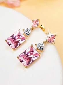 1 para eleganckich kwadratowych kolczyków z kryształkami lodu z cyrkonii z miedzi, odpowiednich dla kobiet, pasujących do codziennych strojów, na imprezę, wesele, wysokiej jakości akcesoria jubilerskie, walentynki, prezent świąteczny