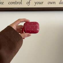 Deep Red Polka Dot Simple Design Earphone Case + Hanging Ring Set Compatible With Apple Pro3/ Pro2/ Pro/ 4/ 3/ 2 - Red - View 6