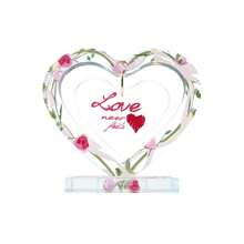 1pc Personalized Acrylic Desktop Decor, Transparent Hollow Heart & Floral Pattern, Customizable Text, Unique Commemorative Gift, Desk Decoration, For Lovers, Family, Friends