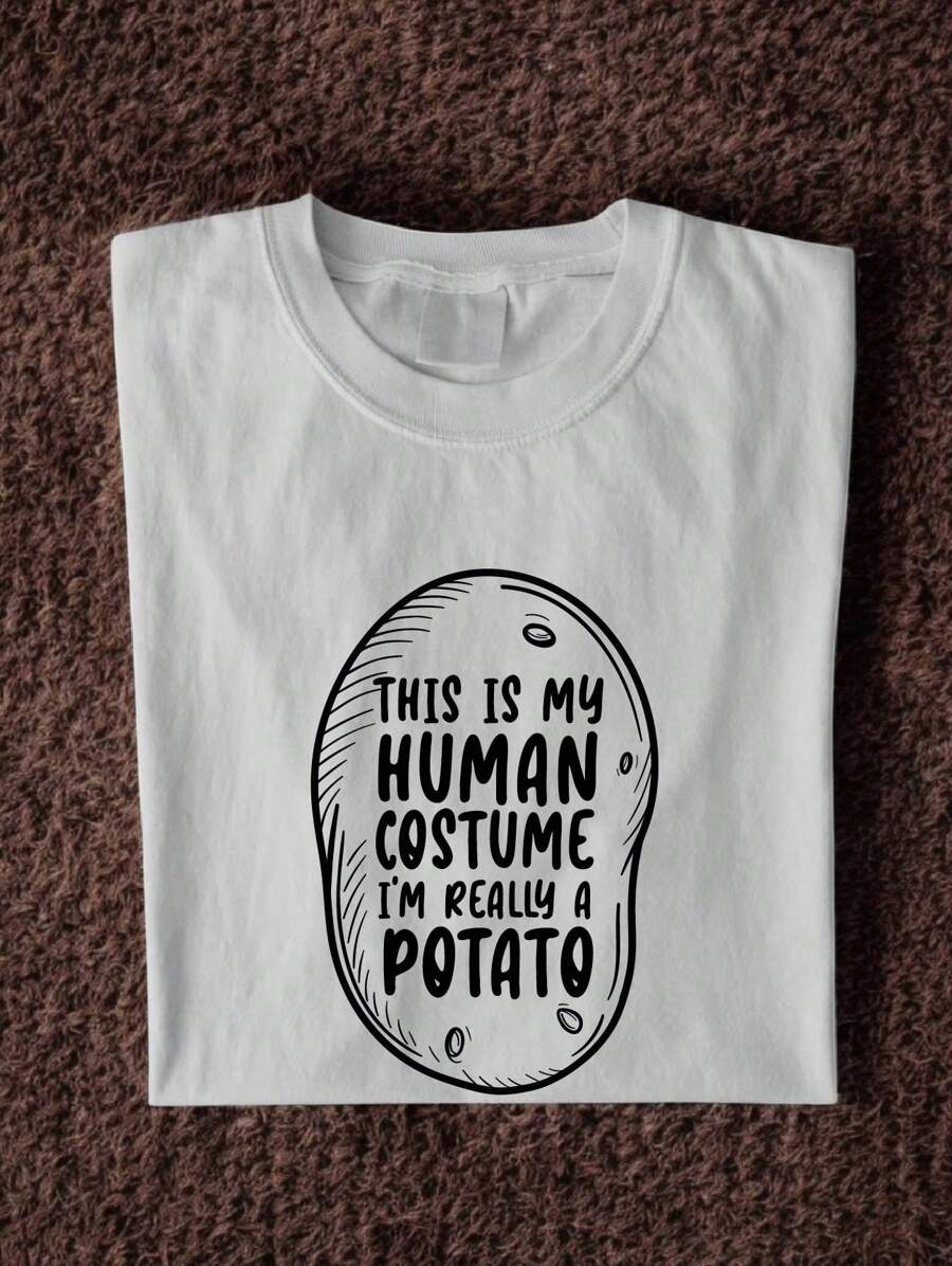 This Is My Human Costume Potato T-Shirt, Hilarious Lazy Day Hoodie, Funny Potato Lover Sweatshirt, Humor Potato Costume Tee FZ-569 - 白色 - 查看 1