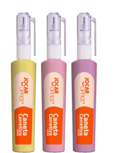 3 Mini Caneta Corretiva 4 Ml Jocar Office Corpo Colorido
