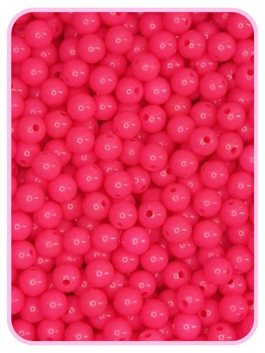 200 Milky Pearl 8mm Loop Bead Ball Bead Craft Jewelry - Rosa Fucsia - Ver 1