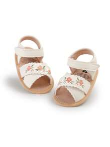 Infant Toddler Infant Girls PU Leather Soft Open Toe Summer Sandals Flower Princess Flat Shoes