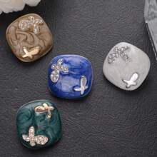 4pcs/Pack Luxury Metal Flower Decoration Buttons With Rhinestone, Fashion Accessory For Coat, Shirt, Sweater, Jacket And Bags, DIY Jewelry Sewing Crafts