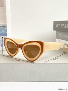 New Fashionable Retro Two-Tone Small Frame Cat Eye Fashion Glasses, Personalized Street Style Glasses For Men & Women, Suitable For Party, Festival, Outdoor, Street Photography, Couple, Casual, Creative, Holiday, Beach