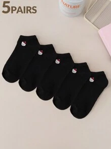 Sanrio 5 pares de calcetines cortos hasta la rodilla con diseño bordado de Hello Kitty de Sanrio, para mujeres y hombres/parejas. Los calcetines son personalizados, divertidos, alegres, coloridos y con diseños creativos de anime y dibujos animados. Son un regalo ideal para fiestas, cómodos y transpirables, mejoran la atmosfera familiar, son a la moda y adecuados tanto para hombres como para mujeres. Unos calcetines interesantes, locos, de anime y de colores múltiples.