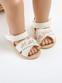 Infant Toddler Infant Girls PU Leather Soft Open Toe Summer Sandals Flower Princess Flat Shoes